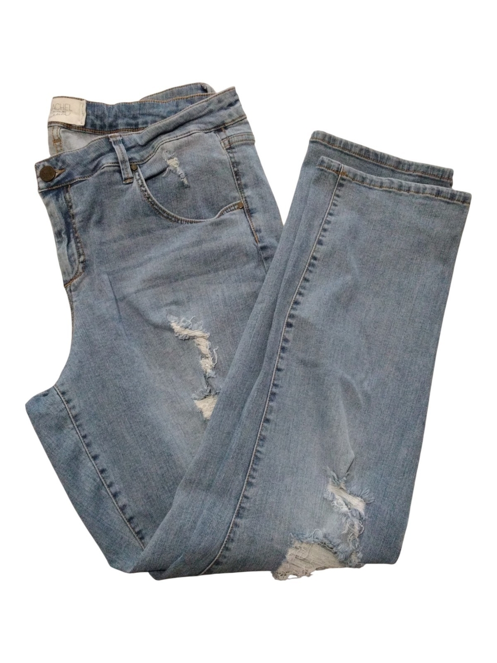 RACHEL Rachel Roy Light Blue Straight-Leg Distressed Jeans Size 18W